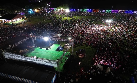 Aerial view of Hojagiri (Panda) Festival at Santirbazar, South Tripura.